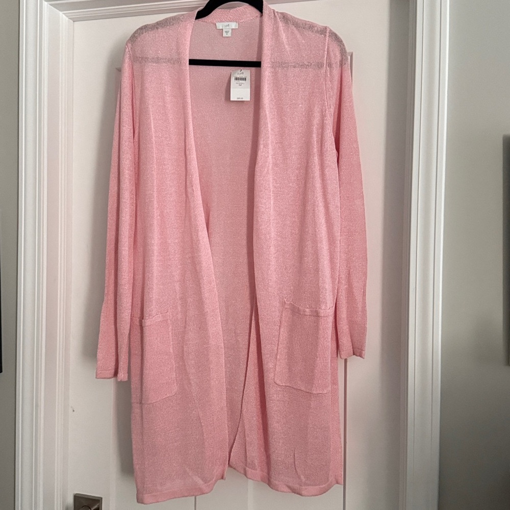 J. Jill Seashell Pink Knit Cardigan size M